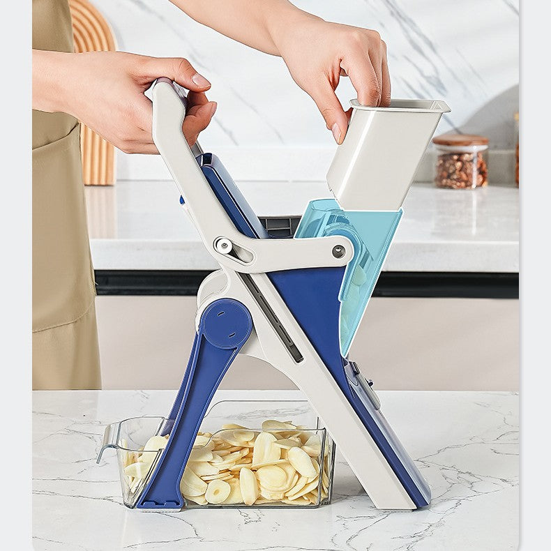 Vinzona multi-function vegetable chopper and manual food cutter with floral basket design for fruit and vegetable preparation.