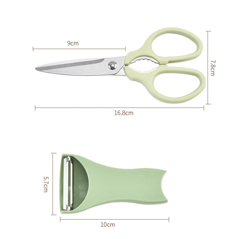 Vinzona stainless steel multifunctional kitchen scissors with sharp blades for food and herb cutting on a white background.