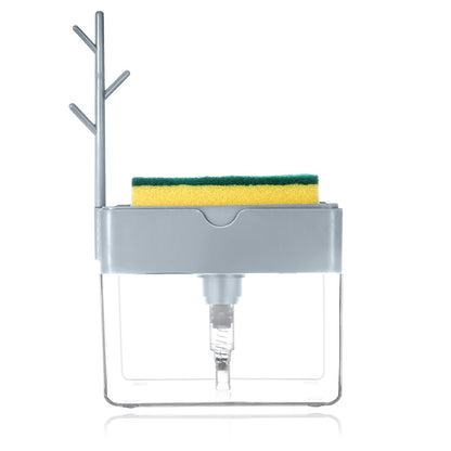 Vinzona multi-purpose dish brush with soap dispenser for kitchen cleaning and organization, featuring a durable handle and soft bristles.