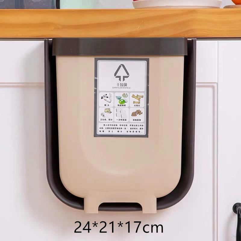 Vinzona foldable wall-mounted trash can for kitchen, space-saving kitchen bin with compact, foldable design for easy wall mounting.