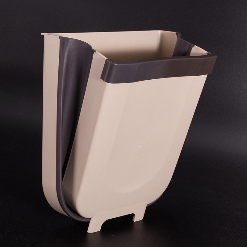 VinZona foldable wall-mounted trash can for kitchen, space-saving design with a compact, foldable waste bin for cooking and kitchen use.