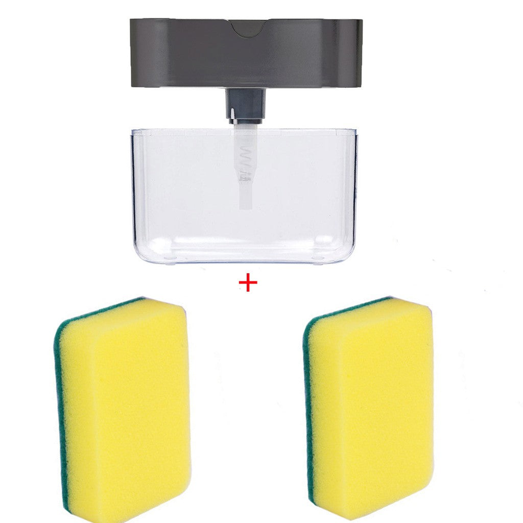 Vinzona multi-purpose dish brush with soap dispenser for kitchen cleaning, featuring a ergonomic handle and durable bristles.