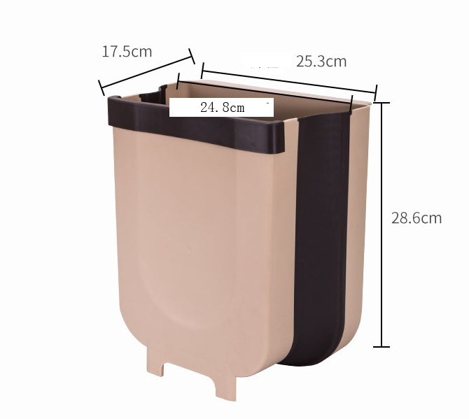 Foldable wall-mounted trash can by Vinzona, space-saving kitchen bin with a compact design, ideal for efficient waste disposal.