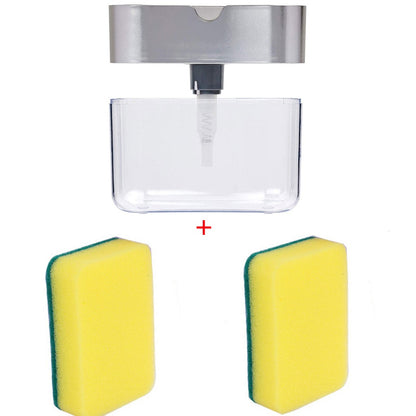 Vin zona multi-purpose dish brush with built-in soap dispenser for kitchen cleaning and organization.