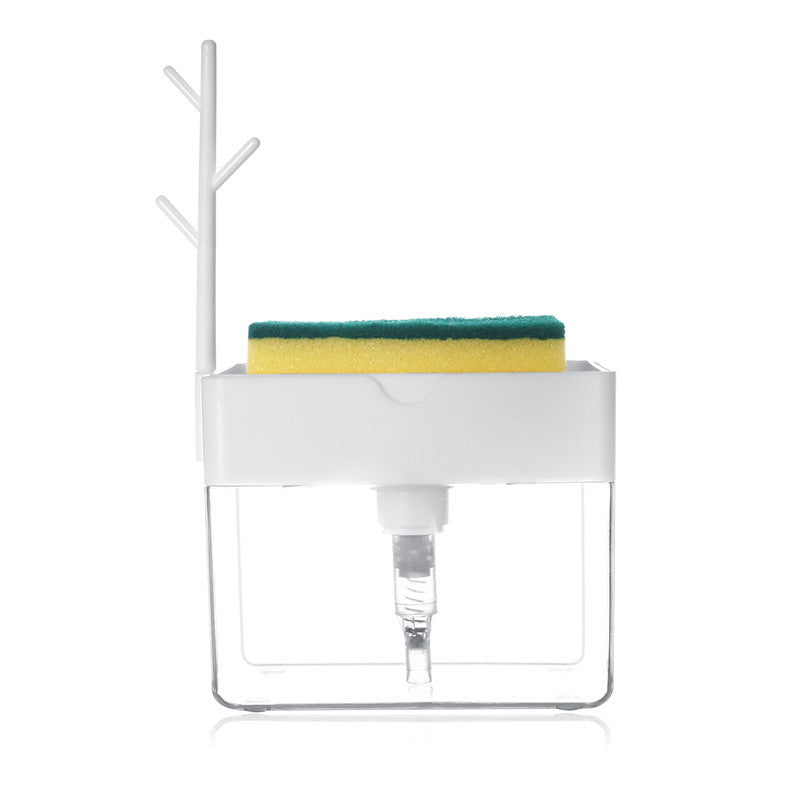 VinZona multi-purpose dish brush with soap dispenser for kitchen cleaning, featuring a durable handle and ergonomic design.