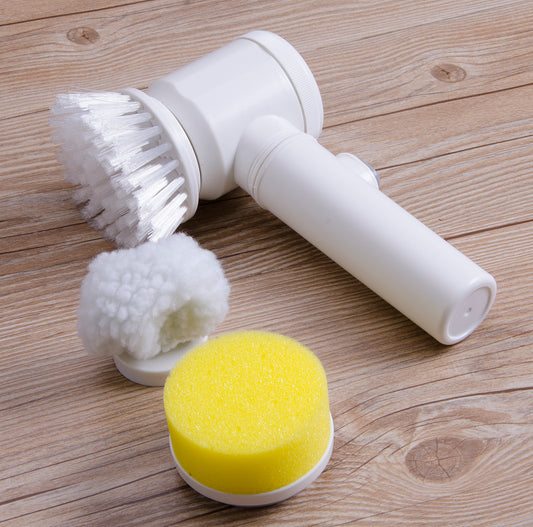 Vinzona 5-in-1 electric cleaning brush with multiple attachments, designed for kitchen and household scrubbing tasks.