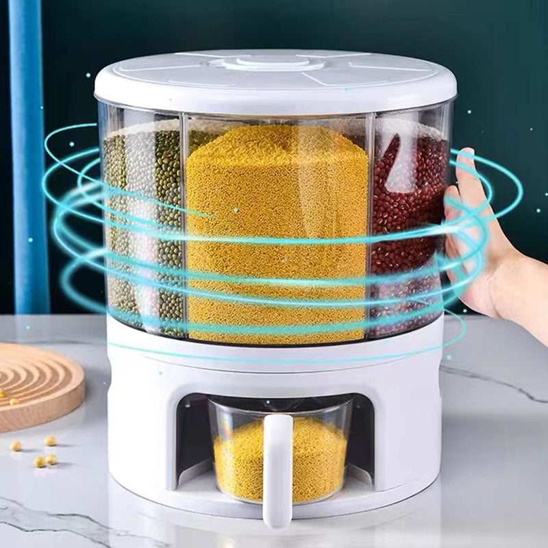 VinZona 5-compartment grain storage container for rice and dry foods, ideal for kitchen pantry organization.