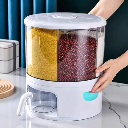 VinZona 5-compartment grain storage container for rice and dry foods, ideal for kitchen pantry organization and storage.