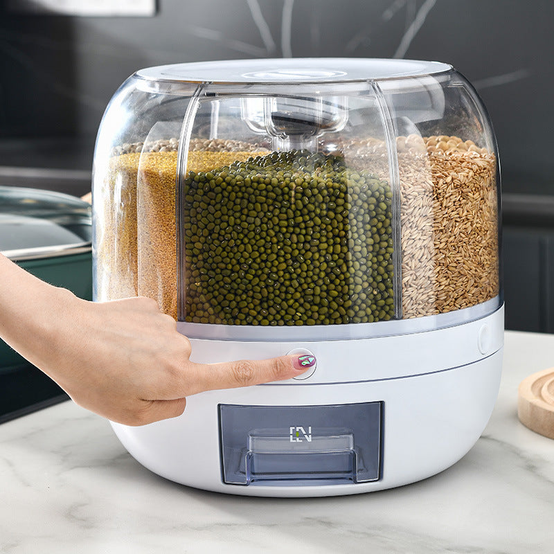Clear Vinzona food-grade plastic rice storage container with a lid, designed for kitchen and cooking essentials.