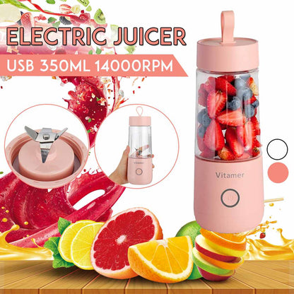Vinzona 350ml portable USB rechargeable blender for smoothies and juices, with a compact design and blending blades visible.