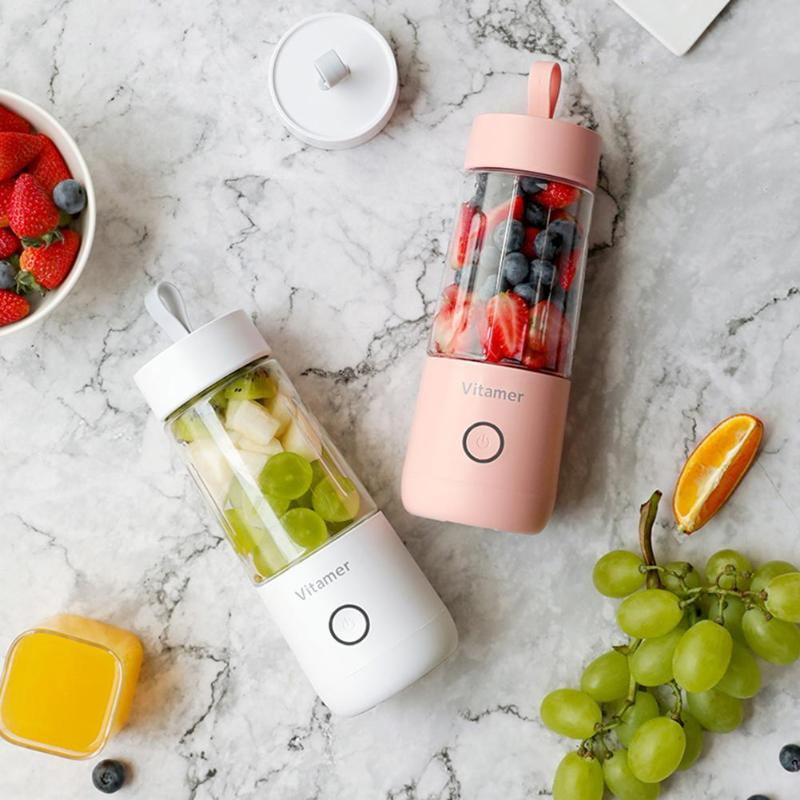 Vinzona 350ml portable USB rechargeable blender for smoothies and juice, compact fruit and vegetable blender on white background