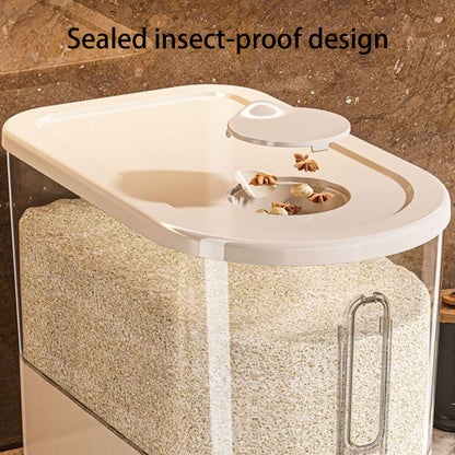 Vinzona 5kg rice and grain dispenser container for kitchen organization, featuring a clear plastic body and secure lid.