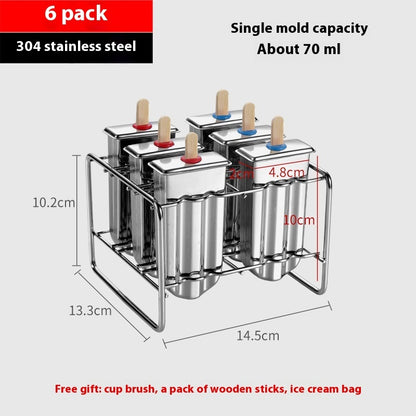 Stainless steel ice cream molds by Vinzona for reusable homemade popsicles and ice pops, perfect for kitchen organization and dining.