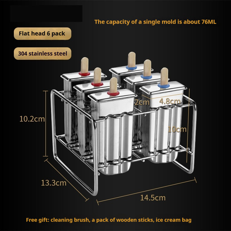 Stainless steel Vinzona ice cream molds for homemade popsicles, reusable ice pop maker in a kitchen setting.