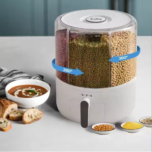 Vinzona large rice and grain smart storage dispenser for kitchen organization, showing clear container with grains inside.