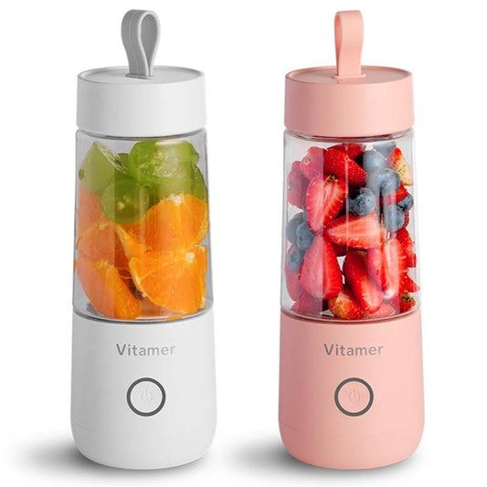 Vinzona portable USB rechargeable mini blender with blending jar for smoothies and juices, compact personal smoothie maker.